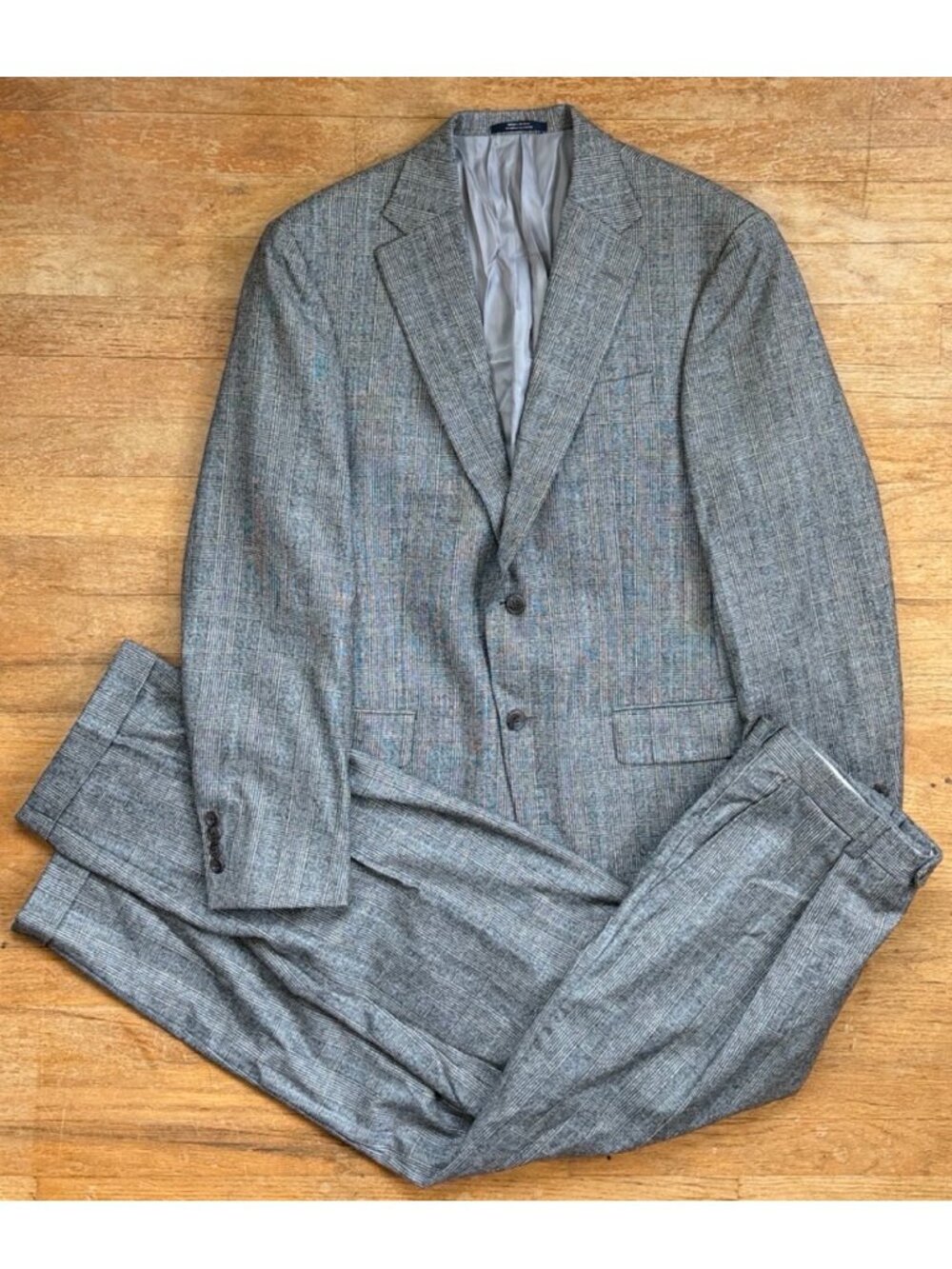 Mens Wool Houndstooth Plaid Suit Set 40R Blazer 32x31 Pants Hart Schaffner Marx